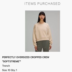 Lululemon perfectly oversized cropped crew *softstreme* in trench
